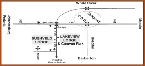 Direction and map for Bushveld Lodge self catering accommodation